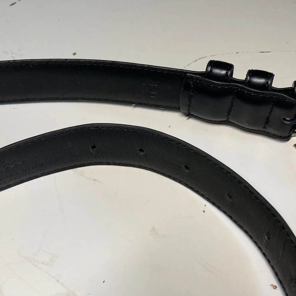 Mio Marino Mens Size 44 NEW  Black Leather Belt with Silver Tone Buckle